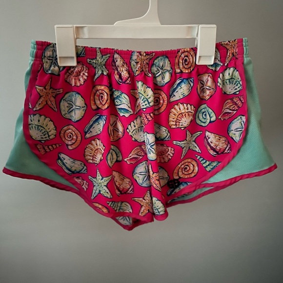 Simply Southern Pink and Teal Seashell Patterned Shorts - Picture 1 of 4